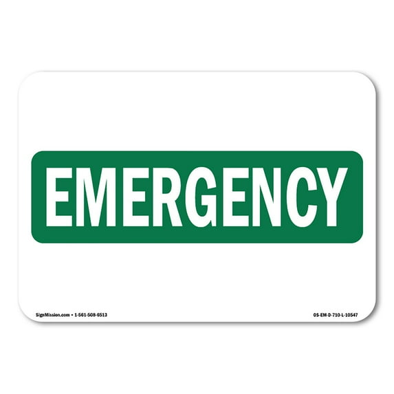 SignMission OS-EM-D-35-L-10547 OSHA Emergency Sign - Emergency