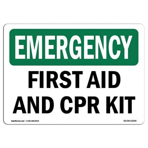 SignMission OS-EM-D-57-L-10366 OSHA Emergency Sign - First Aid & CPR Kit