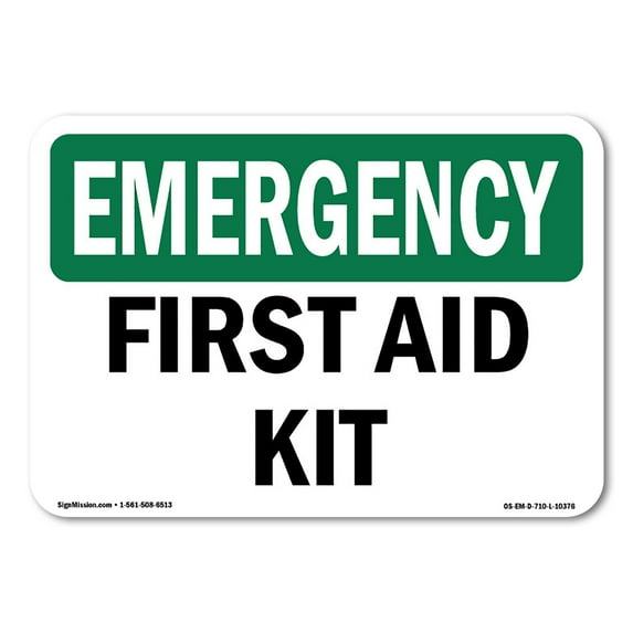 SignMission OS-EM-D-57-L-10376 OSHA Emergency Sign - First Aid Kit