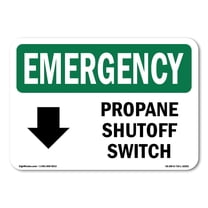 OSHA EMERGENCY Sign - Propane Shutoff Switch [Left Arrow] With Symbol ...