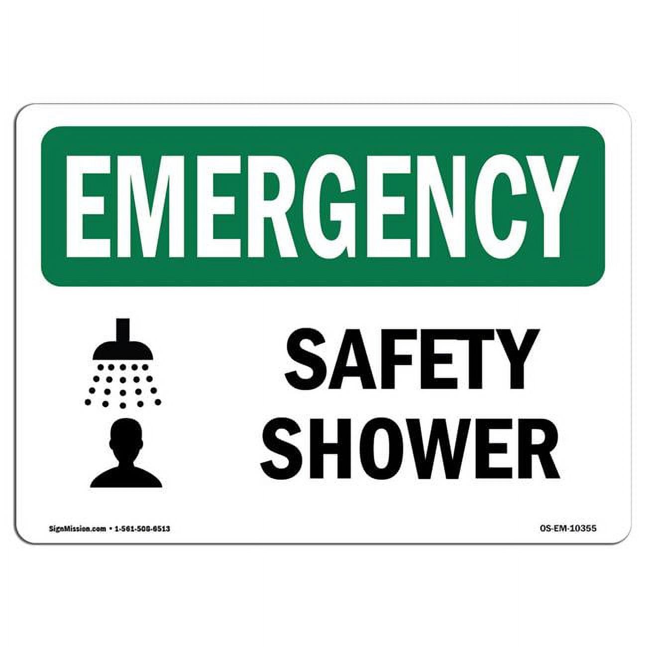 SignMission OSEMP710L10355 OSHA Emergency Sign Safety Shower