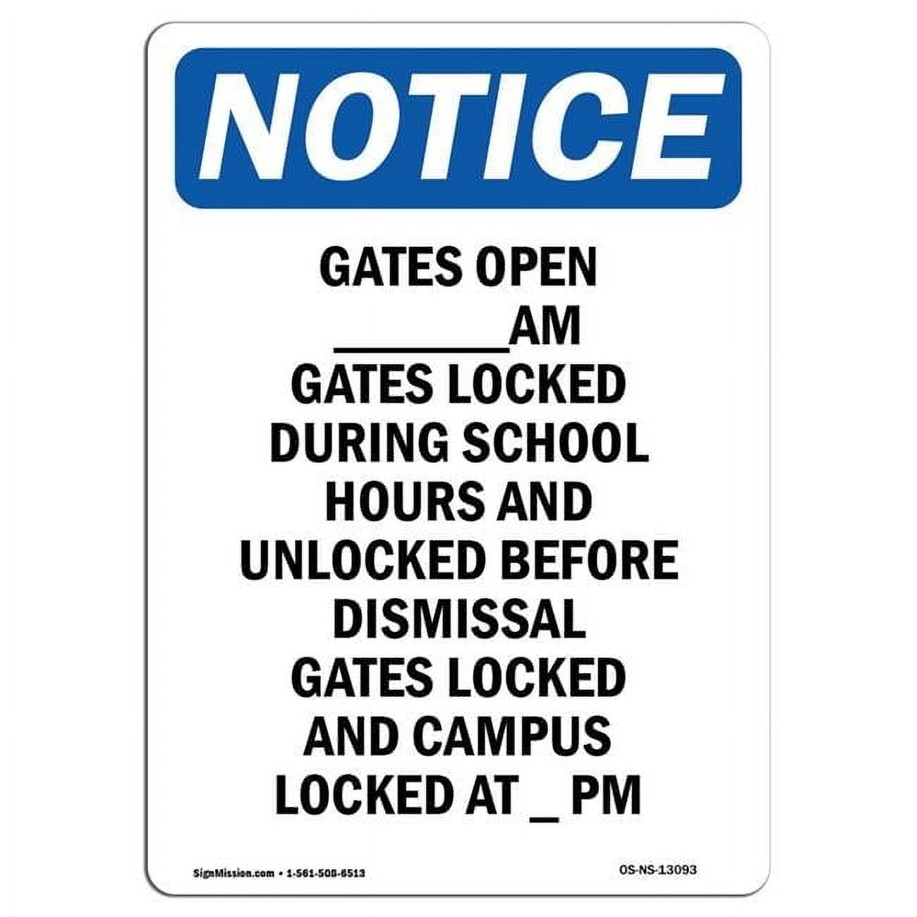 Operative Gate Sign SignMission OS-NS-A-1014-V-13093 10 x 14 in. OSHA Notice Sign - Gates ...