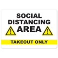 thumbnail image 1 of SignMission OS-NS-A-1824-25491 Covid-19 Notice Sign - Social Distancing Area Takeout Only, 1 of 4