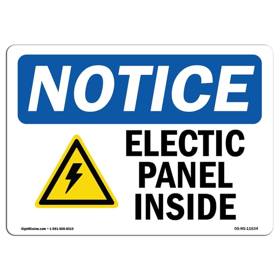 SignMission OS-NS-A-1824-L-11634 18 x 24 in. OSHA Notice Sign - Electric Panel Inside