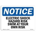 thumbnail image 1 of SignMission OS-NS-A-1824-L-11639 18 x 24 in. OSHA Notice Sign - Electric Shock Hazard Risk Swim At Your Own Risk, 1 of 6
