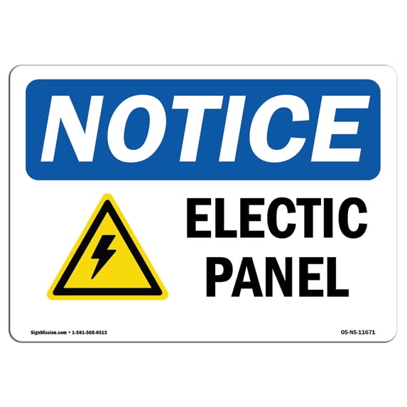 SignMission OS-NS-A-1824-L-11671 18 x 24 in. OSHA Notice Sign - Electrical Panel