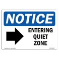 thumbnail image 1 of SignMission OS-NS-A-1824-L-12094 18 x 24 in. OSHA Notice Sign - Entering Quiet Zone Right Arrow, 1 of 6