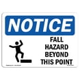 thumbnail image 1 of OSHA Notice Sign - Fall Hazards Beyond This Point |  Aluminum Sign | Protect Your Business, Construction Site, Warehouse & Shop Area |  Made in the USA, 1 of 6