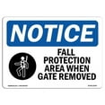 thumbnail image 1 of SignMission OS-NS-A-1824-L-12444 18 x 24 in. OSHA Notice Sign - Fall Protection Area When Gate Removed, 1 of 6