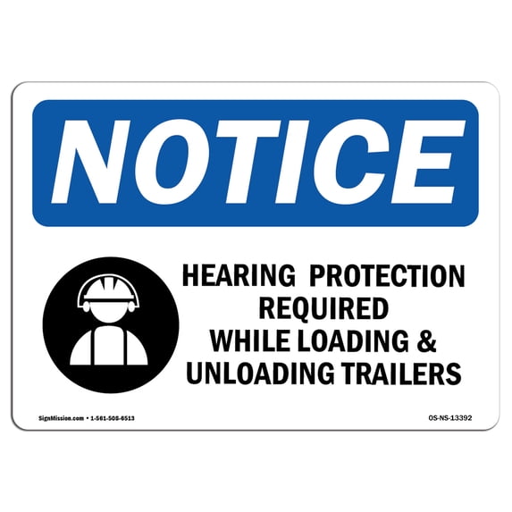 SignMission OS-NS-A-1824-L-13392 18 x 24 in. OSHA Notice Sign - Hearing Protection Required