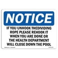 thumbnail image 1 of SignMission OS-NS-A-1824-L-13637 18 x 24 in. OSHA Notice Sign - If You Unhook the Dividing Rope Please Rehook, 1 of 6