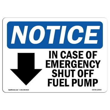 SignMission OS-NS-A-1824-L-13664 18 x 24 in. OSHA Notice Sign - In Case of Emergency Shut Off