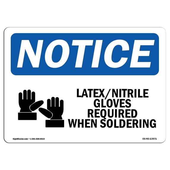 OSHA Notice Sign - LatexNitrile Gloves Required | Aluminum Sign | Protect Your Business, Construction Site, Warehouse & Shop Area | Made in the USA