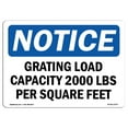thumbnail image 1 of SignMission OS-NS-A-1824-L-15747 18 x 24 in. OSHA Notice Sign - Grating Load Capacity 2000 lbs Per Square Feet, 1 of 6