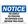 thumbnail image 1 of SignMission OS-NS-A-1824-L-16142 18 x 24 in. OSHA Notice Sign - No Jewelry No Piercing No Exposed Cuts, 1 of 6