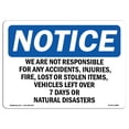 thumbnail image 1 of SignMission OS-NS-A-1824-L-16880 18 x 24 in. OSHA Notice Sign - Notice We Are Not Responsible for Accidents, 1 of 6