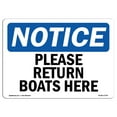 thumbnail image 1 of SignMission OS-NS-A-1824-L-17574 18 x 24 in. OSHA Notice Sign - Please Return Boats Here, 1 of 6