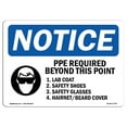 thumbnail image 1 of SignMission OS-NS-A-1824-L-17763 18 x 24 in. OSHA Notice Sign - PPE Required Beyond This Point, 1 of 6