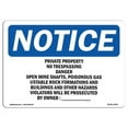 thumbnail image 1 of SignMission OS-NS-A-1824-L-17843 18 x 24 in. OSHA Notice Sign - Private Property No Trespassing Danger Open, 1 of 6