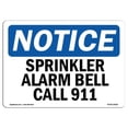 thumbnail image 1 of SignMission OS-NS-A-1824-L-18391 18 x 24 in. OSHA Notice Sign - Sprinkler Alarm Bell Call 911, 1 of 6