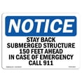 thumbnail image 1 of SignMission OS-NS-A-1824-L-18431 18 x 24 in. OSHA Notice Sign - Stay Back Submerged Structure 150 Feet Ahead, 1 of 6