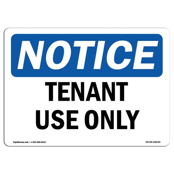 OSHA Notice Sign - Tenant Use Only | Aluminum Sign | Protect Your Business, Construction Site, Warehouse & Shop Area | Made in the USA