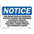 thumbnail image 1 of OSHA Notice Sign - This Room Contains Energized Battery Systems |  Aluminum Sign | Protect Your Business, Work Site, Warehouse & Shop Area |  Made in the USA, 1 of 6