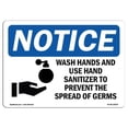 thumbnail image 1 of SignMission OS-NS-A-1824-L-18939 18 x 24 in. OSHA Notice Sign - Wash Hands & Use Hand Sanitizer, 1 of 6