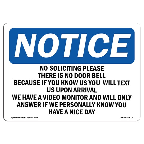 SignMission OS-NS-A-1824-V-11516 18 x 24 in. OSHA Notice Sign - Door Opens Onto Sidewalk