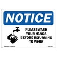 thumbnail image 1 of OSHA Notice Sign - Please Wash Your Hands Before |  Aluminum Sign | Protect Your Business, Construction Site, Warehouse & Shop Area |  Made in the USA, 1 of 6