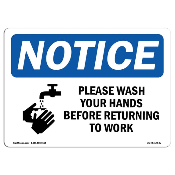 OSHA Notice Sign - Please Wash Your Hands Before | Aluminum Sign | Protect Your Business, Construction Site, Warehouse & Shop Area | Made in the USA