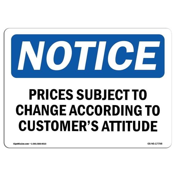 SignMission OS-NS-A-1824-V-14235 18 x 24 in. OSHA Notice Sign - Mix in Pallet