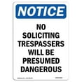 thumbnail image 1 of SignMission OS-NS-A-1824-V-14840 18 x 24 in. OSHA Notice Sign - No Soliciting Trespassers Will, 1 of 6