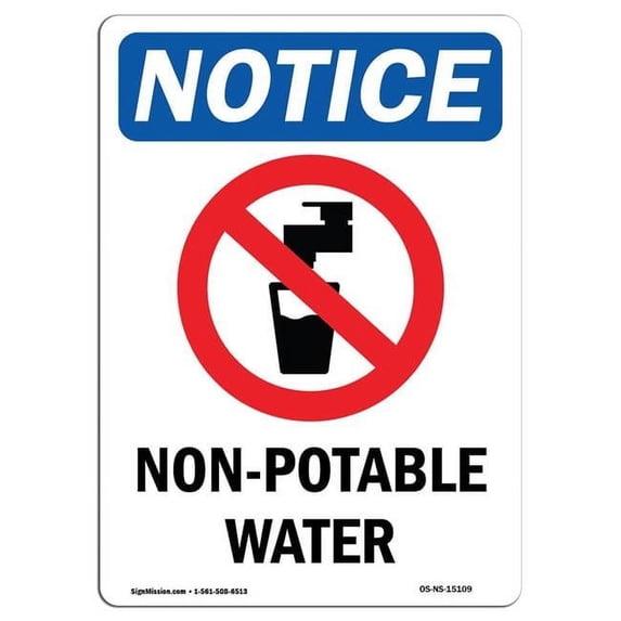 SignMission OS-NS-A-1824-V-15109 18 x 24 in. OSHA Notice Sign - Non-Potable Water
