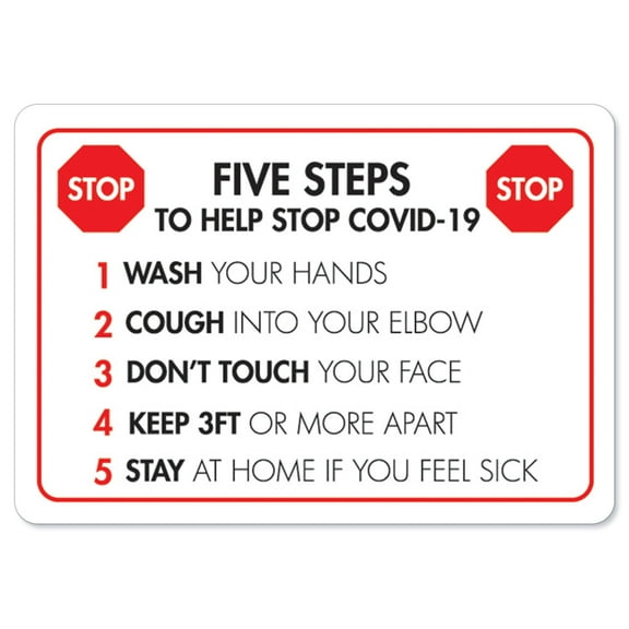 SignMission OS-NS-A-710-25591 Coronavirus Notice Sign - Five Steps to Help Stop Covid-19