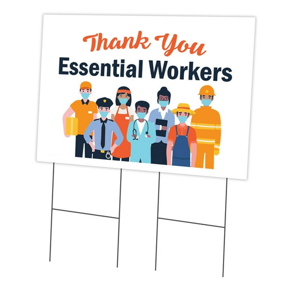 SignMission OS-NS-C-2436-25331 24 x 36 in. Yard Sign & Stake - Thank You Essential Workers