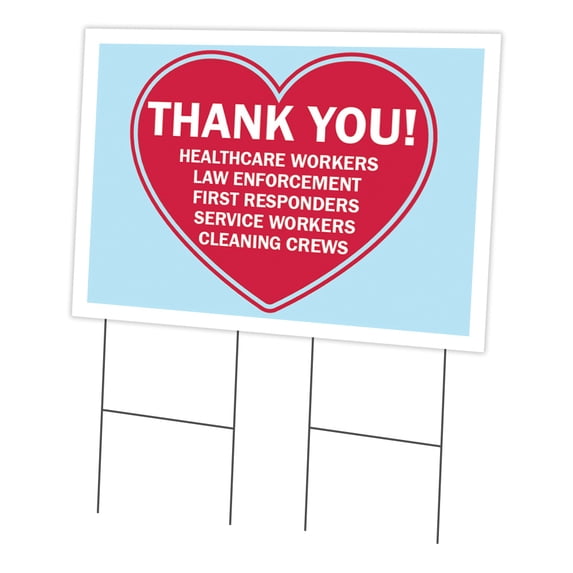 SignMission OS-NS-C-2436-DS-25341 24 x 36 in. Yard Sign & Stake - Thank You First Responders Cleaning Crews