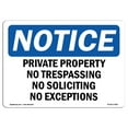 thumbnail image 1 of SignMission OS-NS-D-1014-L-17850 OSHA Notice Sign - Private Property No Trespassing No Soliciting, 1 of 4