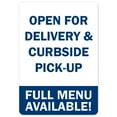 thumbnail image 1 of SignMission OS-NS-D-1824-25532 Covid-19 Notice Sign - Open for Delivery & Curbside Pick-Up, 1 of 4