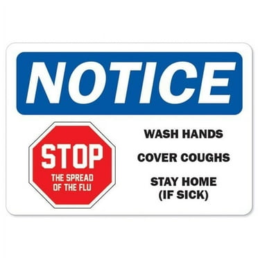 SignMission OS-NS-D-35-25564-10PK OSHA Notice Sign - Stop Spread of Flu