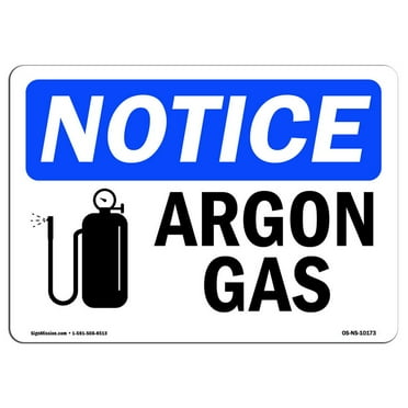 SignMission OS-NS-D-35-L-10173 OSHA Notice Sign - Argon Gas with Symbol