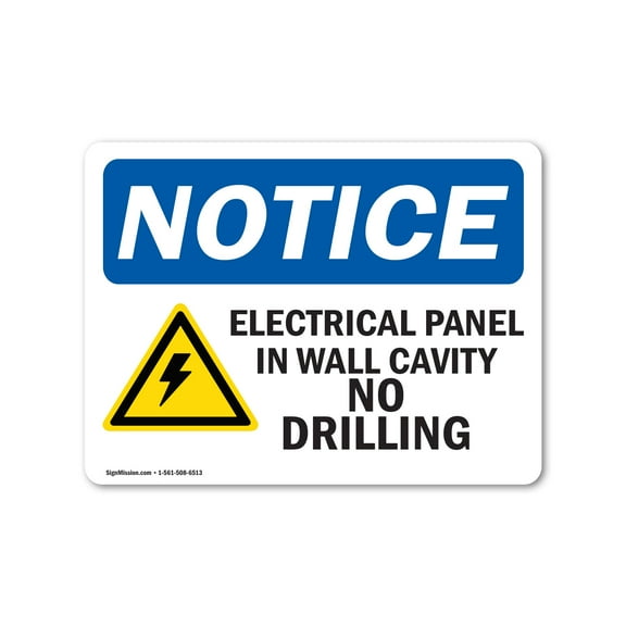 SignMission OS-NS-D-35-L-11667 OSHA Notice Sign - Electrical Panel in Wall Cavity with Symbol
