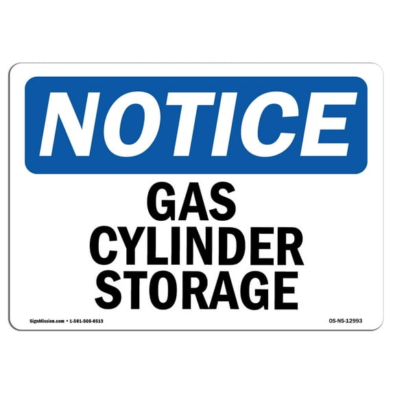 OSHA Notice Sign - Gas Cylinder Storage | Decal | Protect Your Business, Construction Site, Warehouse & Shop Area | Made in the USA