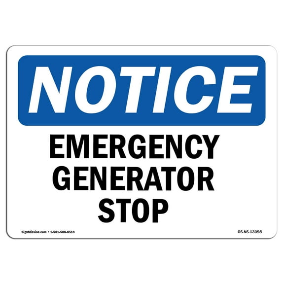SignMission OS-NS-D-35-L-13098 Notice Generator Emergency Stop OSHA Decal Sign