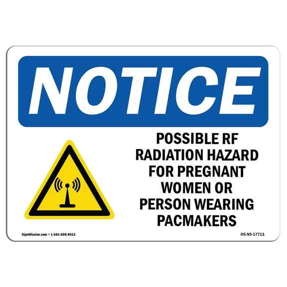 SignMission OS-NS-D-35-L-17711 OSHA Notice Sign - Possible RF Radiation Hazard Sign with Symbol