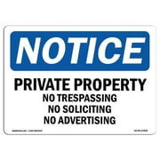 SignMission OS-NS-D-35-L-17848 OSHA Notice Sign - Private Property No Trespassing No Soliciting