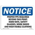 thumbnail image 1 of SignMission OS-NS-D-35-L-17896 OSHA Notice Sign - Proper PPE Required Beyond This Point Hard, 1 of 4