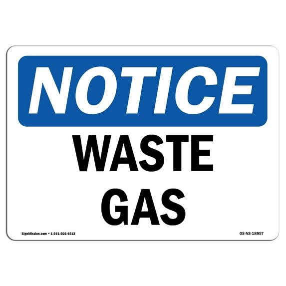 SignMission OS-NS-D-35-L-18957 OSHA Notice Sign - Waste Gas