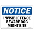 thumbnail image 1 of SignMission OS-NS-D-57-L-13717 OSHA Notice Sign - Invisible Fence Beware Dog Might Bite, 1 of 3