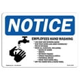 thumbnail image 1 of SignMission OS-NS-D-57-L-15593 Notice Employee Hand Washing OSHA Decal Sign, 1 of 4